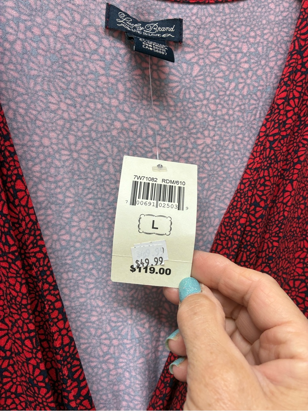 Lucky Brand Red and Black Floral Wrap Dress